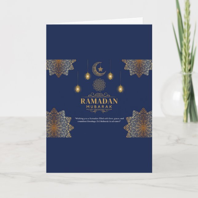 Elegant Lantern Glow Ramadan Greeting  Card (Front)