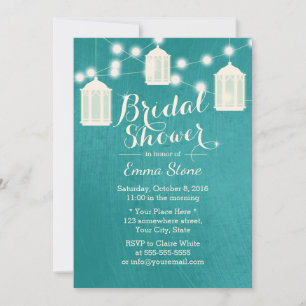 Elegant Lanterns Modern Teal Bridal Shower Invitation