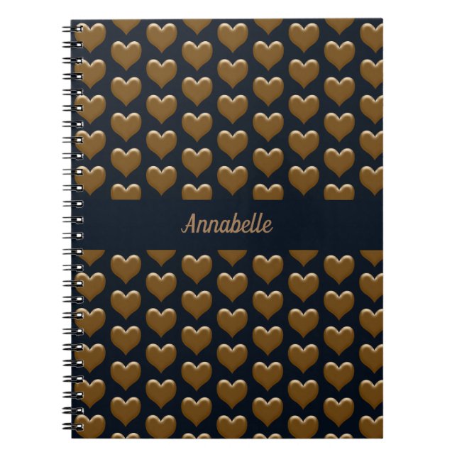 Elegant Large Brushed Gold Hearts Journal (Front)