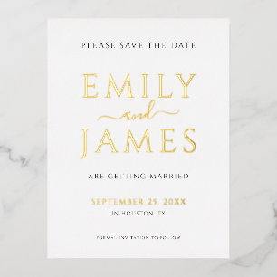 Elegant Large Names Wedding Save the Date Foil Invitation Postcard