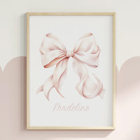 Elegant Large Pink Bow Name Nursery Print