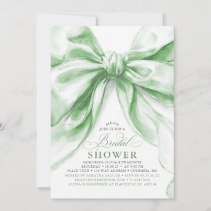 Elegant Large Sage Green Bow Bridal Shower  Invitation