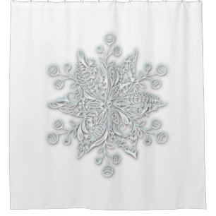 Elegant Large Snowflake Winter Shower Curtain