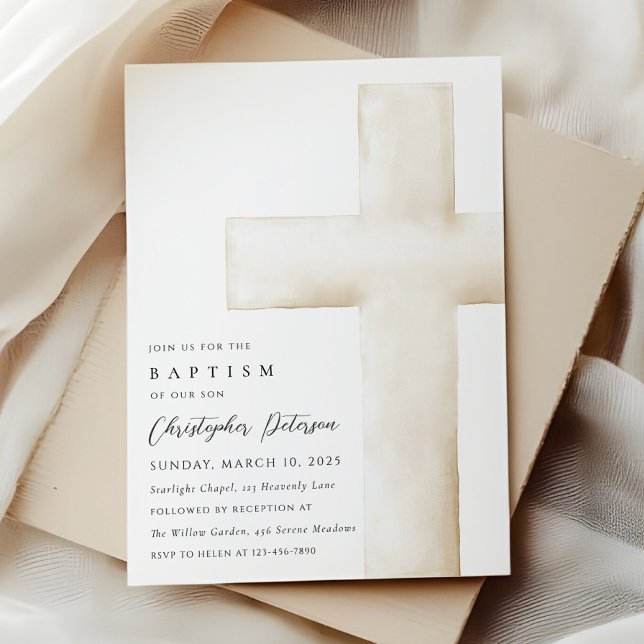 Elegant Large White Cross Baptism Invitation (Creator Uploaded)