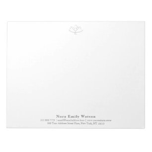 Elegant Large Yoga Teacher Grey Lotus Flower Notepad