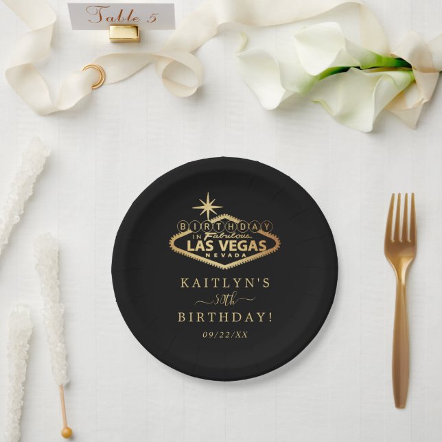 Elegant Las Vegas Birthday Party Paper Plate (Wedding)