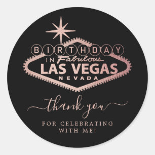Elegant Las Vegas Birthday Party Thank You Classic Round Sticker