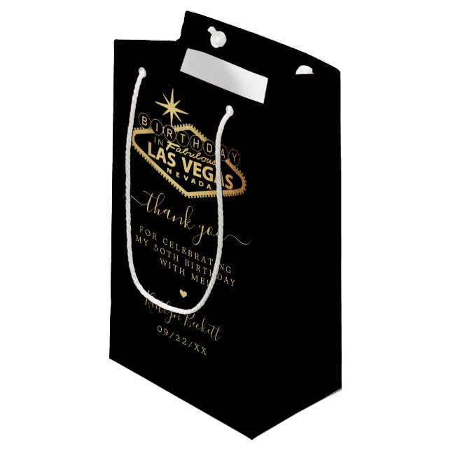 Elegant Las Vegas Birthday Party Thank You Small Gift Bag (Front Angled)