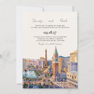 Elegant Las Vegas Destination Skyline Wedding Invitation
