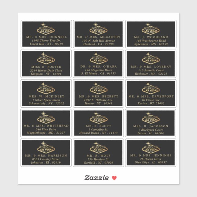 Elegant Las Vegas Destination Wedding Address (Sheet)