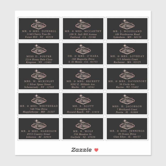 Elegant Las Vegas Destination Wedding Address (Sheet)