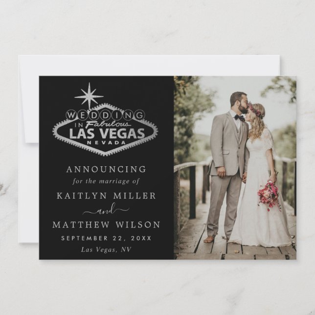 Elegant Las Vegas Destination Wedding Announcement (Front)