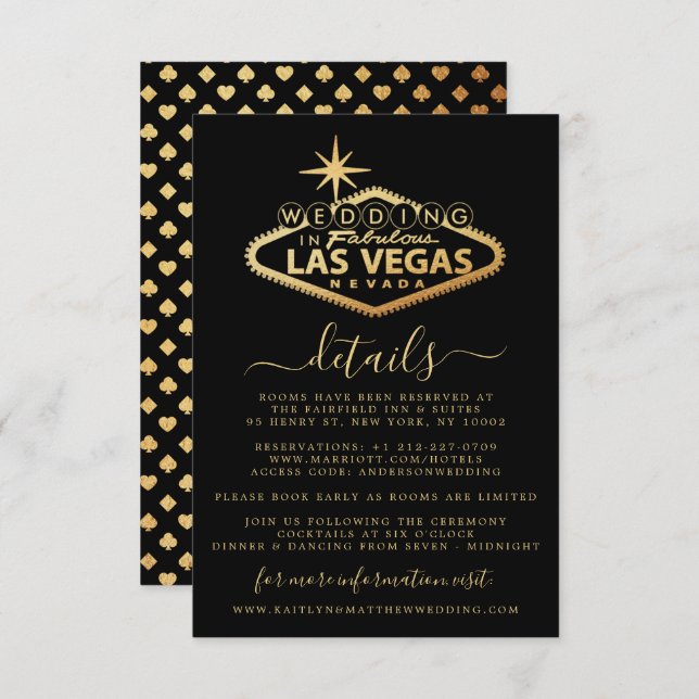 Elegant Las Vegas Destination Wedding Detail Enclosure Card (Front/Back)
