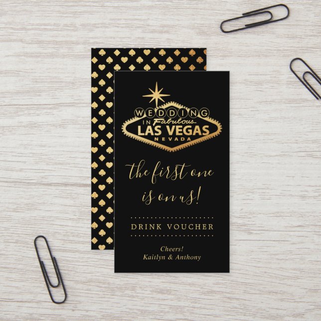 Elegant Las Vegas Destination Wedding Drink Ticket (Front/Back In Situ)