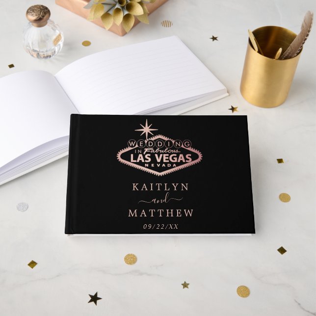 Elegant Las Vegas Destination Wedding Guest Book (Front Open)
