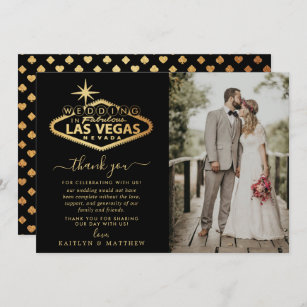 Elegant Las Vegas Destination Wedding Photo Thank You Card