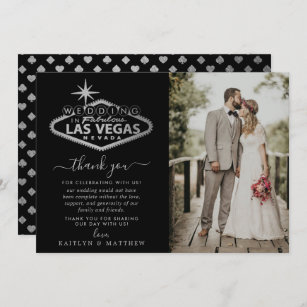 Elegant Las Vegas Destination Wedding Photo Thank You Card