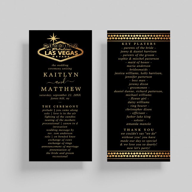 Elegant Las Vegas Destination Wedding Program Rack Card (Creator Uploaded)