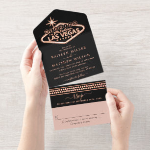 Elegant Las Vegas Destination Wedding Real Foil All In One Invitation