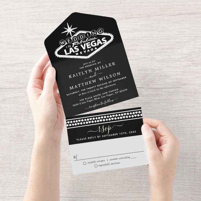 Elegant Las Vegas Destination Wedding Real Foil All In One Invitation (Tearaway)