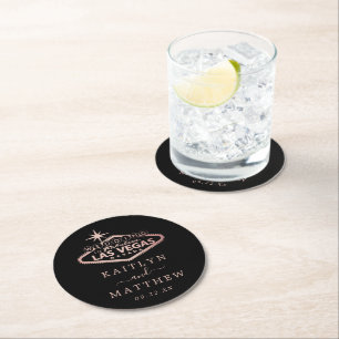 Elegant Las Vegas Destination Wedding Round Paper Coaster
