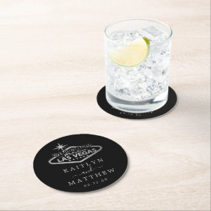 Elegant Las Vegas Destination Wedding Round Paper Coaster