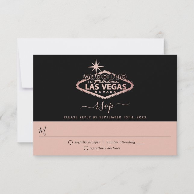 Elegant Las Vegas Destination Wedding RSVP Card (Front)