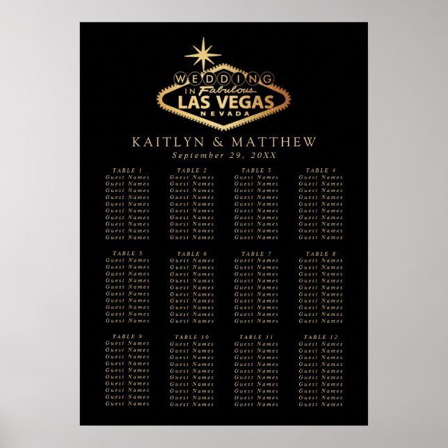 Elegant Las Vegas Destination Wedding Seating Plan Poster (Front)