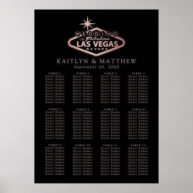 Elegant Las Vegas Destination Wedding Seating Plan Poster (Front)