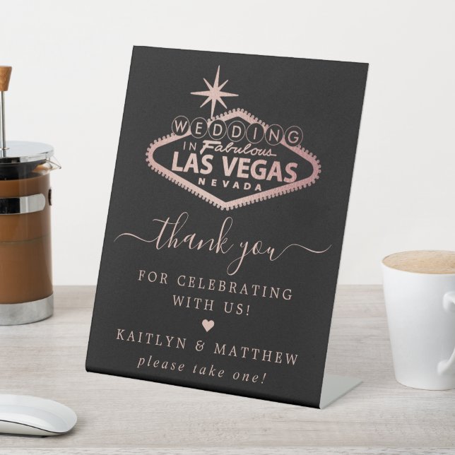 Elegant Las Vegas Destination Wedding Thank You Pedestal Sign (In SItu)