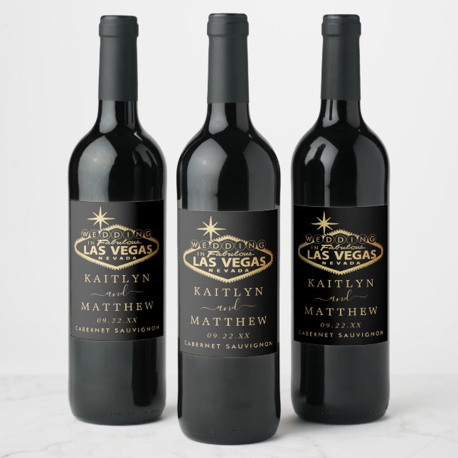 Elegant Las Vegas Destination Wedding Wine Label (Bottles)