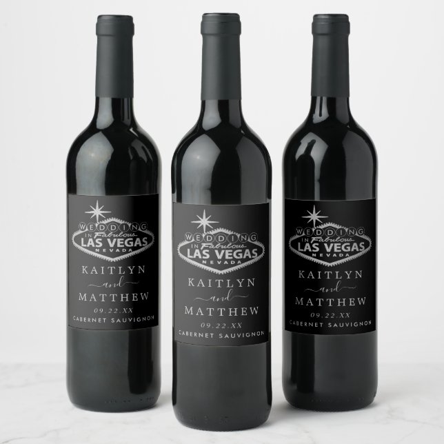 Elegant Las Vegas Destination Wedding Wine Label (Bottles)