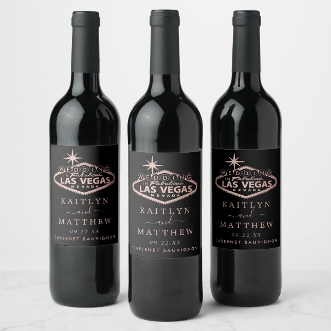 Elegant Las Vegas Destination Wedding Wine Label (Bottles)