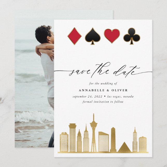 Elegant Las Vegas Photo Destination Wedding  Save The Date (Front/Back)