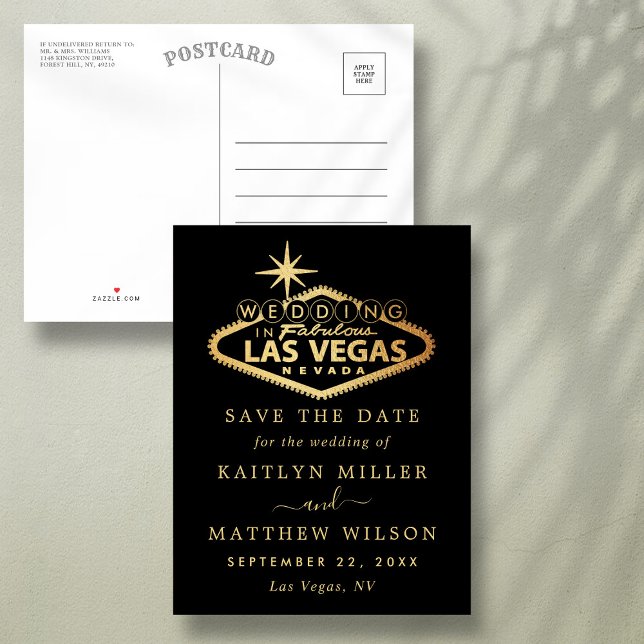 Elegant Las Vegas Wedding Save The Date Announcement Postcard (Creator Uploaded)