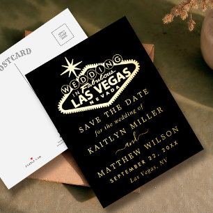 Elegant Las Vegas Wedding Save The Date Real Foil Invitation Postcard