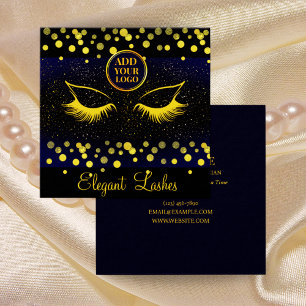 Elegant Lash Artist Business Card Navy & Gold