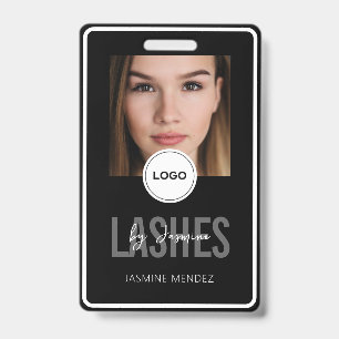 Elegant LASH Technician Black White Photo Lanyard ID Badge