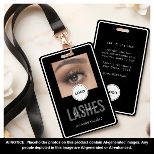 Elegant LASH Technician Black White Photo Lanyard ID Badge