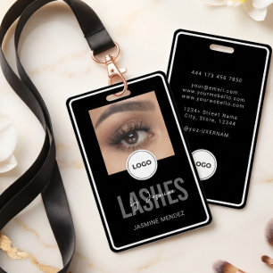 Elegant LASH Technician Black White Photo Lanyard ID Badge