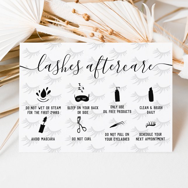 Elegant lashes aftercare black white illustration business card (Creator Uploaded)