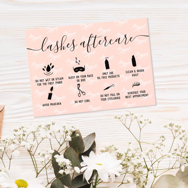 Elegant lashes aftercare blush pink illustrations business card (Creator Uploaded)