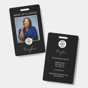 Elegant Lashes Makeup Black Blush Photo Name ID Badge