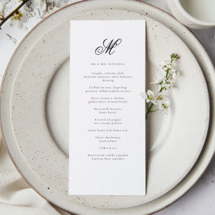 Elegant Last Name Initial Wedding Reception Menu