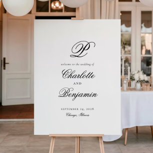 Elegant Last Name Initial Wedding Welcome Sign