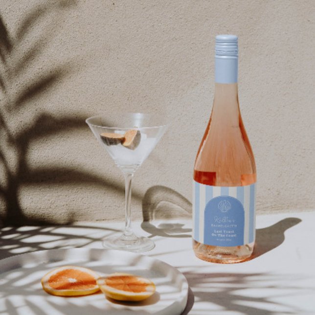 Elegant Last Toast Bachelorette Party Favour Sparkling Wine Label (Modern Arch Last Toast On the coast wine bottle label with vintage styling)