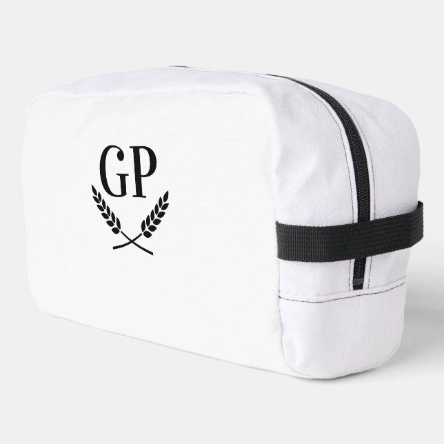 Elegant laurel crest monogram logo toiletry bag (Left Corner)