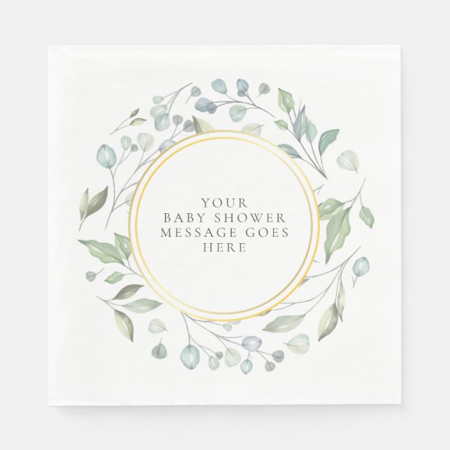 Elegant Laurel Garland Baby Shower Message Napkin (Front)