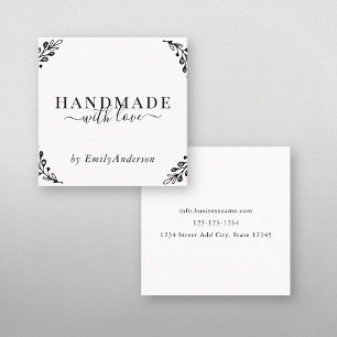 Elegant Laurel Handmade with Love Business Product Square Business Card