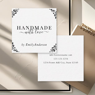 Elegant Laurel Handmade with Love Business Product Square Business Card